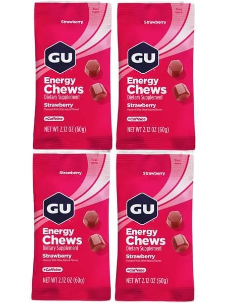 Конфеты жевательные GU Energy Chews (20 мг кофеина) Клубника 4шт х60гр