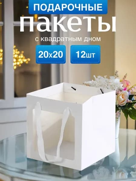 Подарочные пакеты с окном 20*20 набор 12 штук