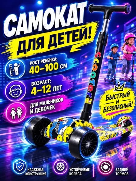 Самокат трюковой, черный
