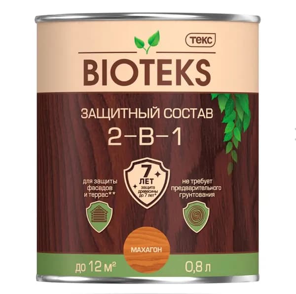 Состав защитный BIOTEKS алкидный 0,8 л махагон