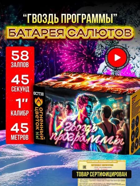 Фейерверк "Гвоздь программы" салют 58 залпов 45 секунд