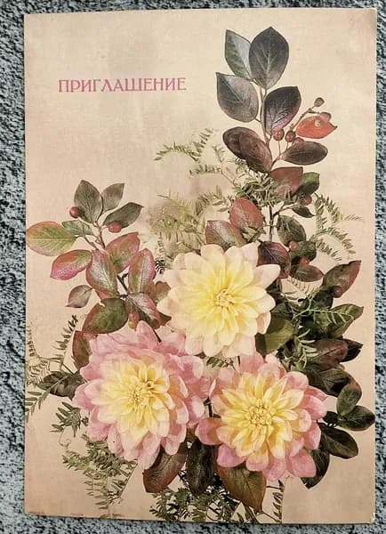 Открытка винтажная СССР Приглашение! худ Дергилева 1987 год #16