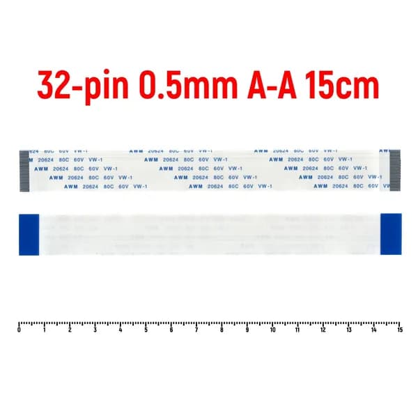 Шлейф FFC 32-pin Шаг 0.5mm Длина 15cm Прямой A-A AWM 20624 80C 60V VW-1