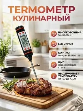 Кулинарный термометр цифровой, щуп 15 см