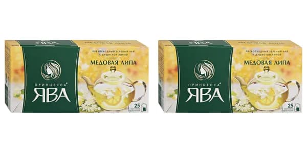 Чай зеленый в пакетиках для чашки Принцесса Ява Медовая липа, 25*1,5 г (комплект 2 шт.) 6014383