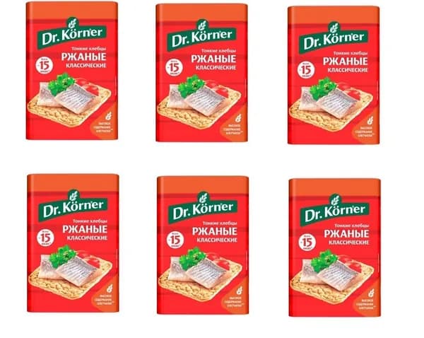 Dr. Korner Хлебцы ржаные , классические, 100г, 6шт