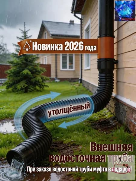 Гофрированная выдвижная водосточная труба 8/10 см, удлинитель водостока до 150 см, гибкая морозостойкая для защиты фундамента дома, 3 цвета