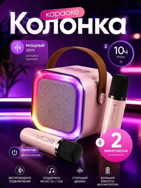 Караоке колонка с двумя микрафонами