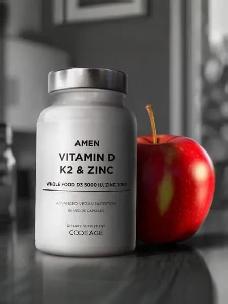 Добавка Codeage, Amen Vitamin D, Zinc & K2, 60 капсул