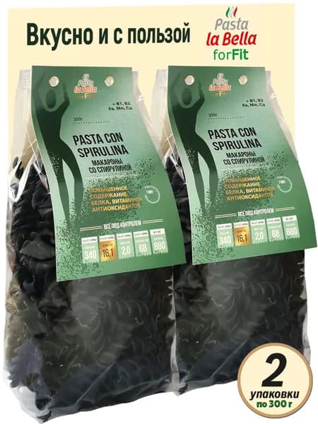 Макароны со Спирулиной Pasta la Bella forFIT 2 упаковки