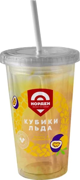 Основа для коктейлей Манго-Маракуйя в стакане 240 г, НОРДЕН, замороженная, стакан 500 мл