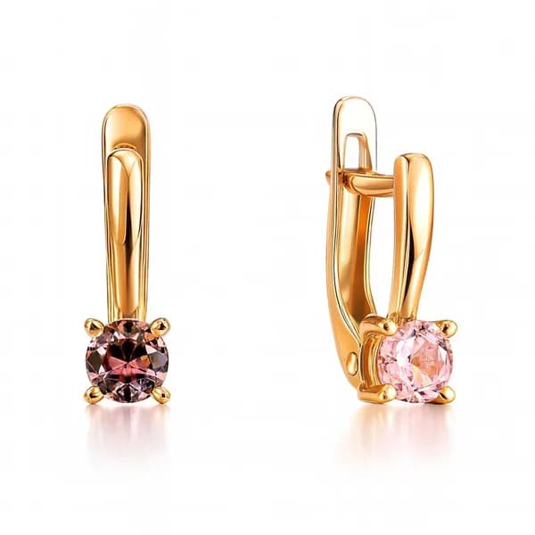 Серьги детские с фианитами из красного золота 375 пробы 585GOLD