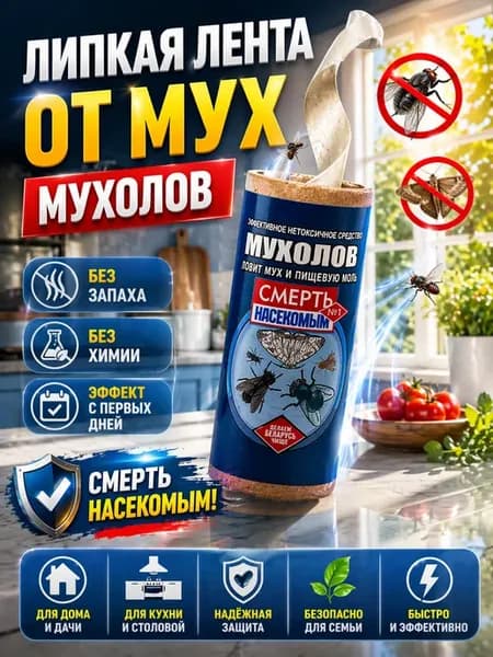 Липкая лента против мух и моли 3шт