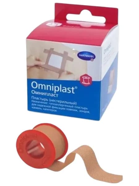 Пластырь Омнипласт (Omniplast) сильной фиксации из текстильной ткани для повязок и канюль 1.25см х9.2м, 900573