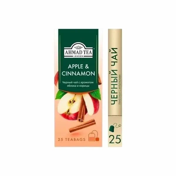 Чай в пакетиках черный Ahmad Tea APPLE&CINNAMON (Яблоко и Корица), 25 шт