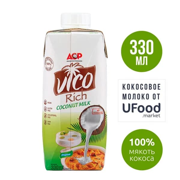 Органическое кокосовое молоко ACP VICO Rich / 330 мл / 1 шт