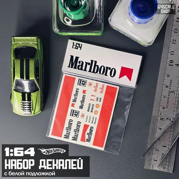 Набор декалей 1:64 HotWheels " MARLBORO RACING "
