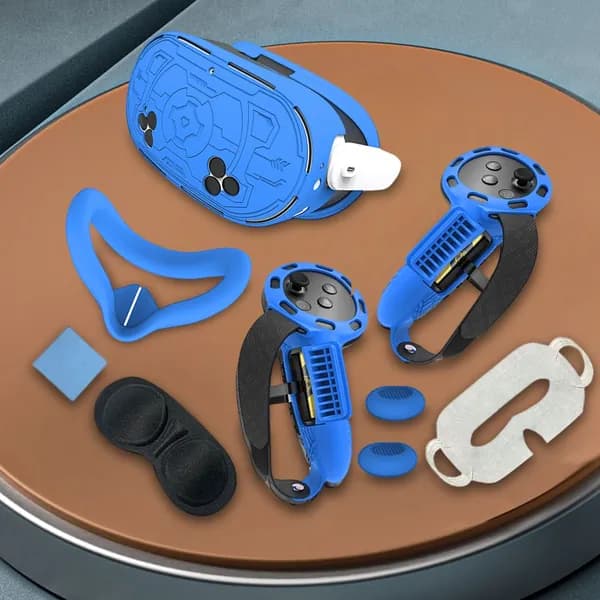 TPU-чехол для Meta Quest 3S, комплект из 7 шт., с длинной ручкой, синий