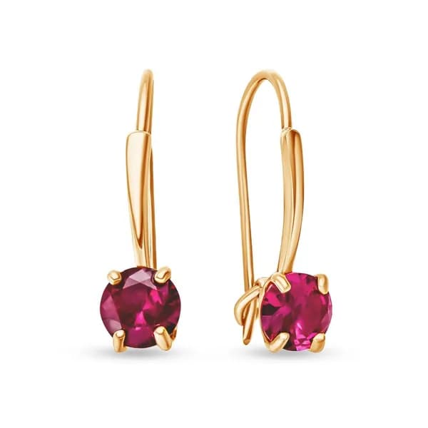 Серьги женские с рубинами синтетическими из красного золота 375 пробы 585GOLD