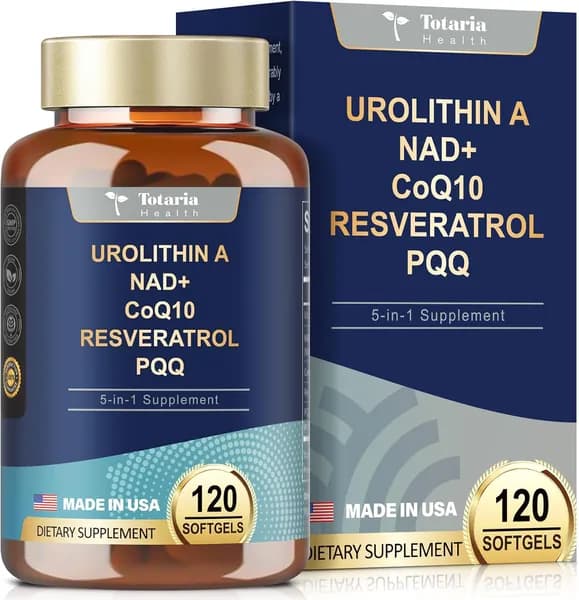 Totaria Urolithin A Supplement 1000mg with NAD+,CoQ10,Resveratrol,PQQ, 120 капсул из США, доставка почтой 21