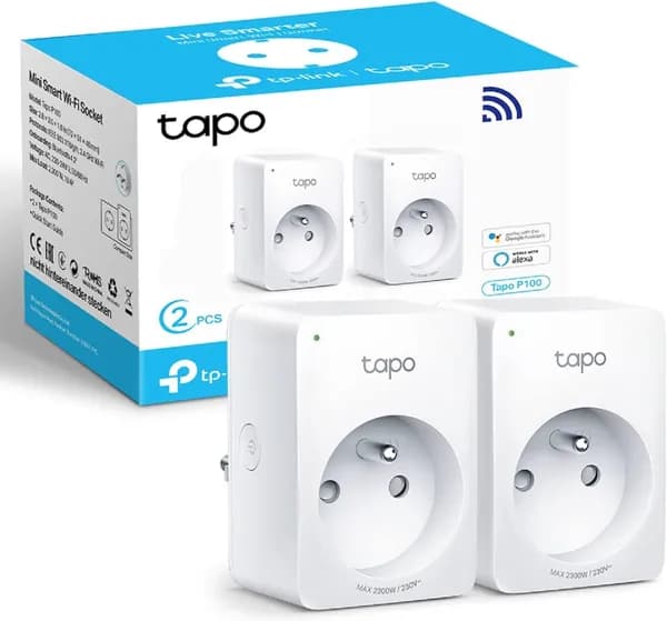 TP-Link Tapo P100 (2 шт.), работает с Amazon Alexa и Google Home, дистанционное управление, общий доступ к устройствам, концентратор не требуется, розетка Smart Mini Wi-Fi