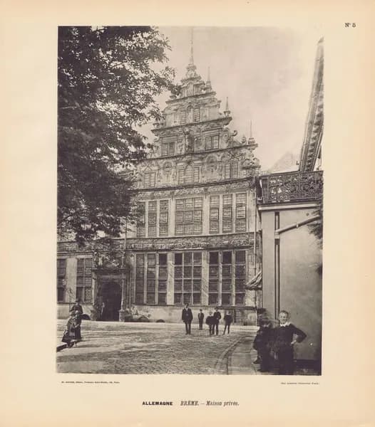 Германия. Город Бремен. Частный дом 1. Антикварная фототипия. Берлин, 1896 г.