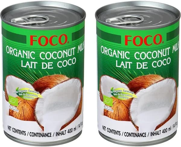 Кокосовое молоко FOCO органическое, жирность 10-12%, 400 мл х 2 шт