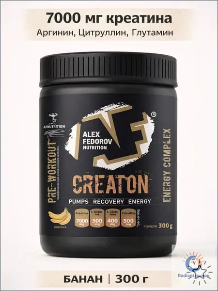 Креатин AF Nutrition, Creaton 7000, моногидрат, вкус банан, 300 г