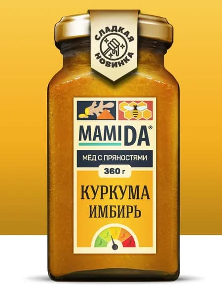 Мед куркума и имбирь МамиДА, 360г