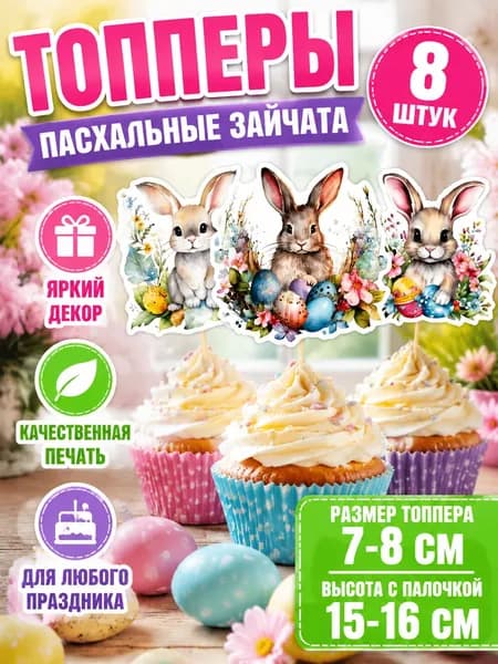 Топперы для кексов с Пасхальным Кроликом