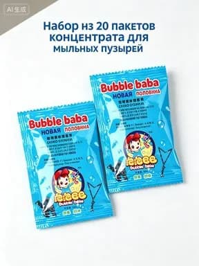 Концентрат для мыльных пузырей, 20 пакетов по 10 мл, безопасный для детей