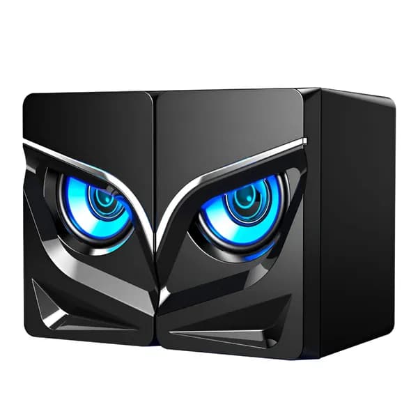 Компьютерные колонки с RGB подсветкой, Bluetooth 5.0 и 3.5 мм вход, стерео USB-колонки для гейминга с 6 LED режимами.