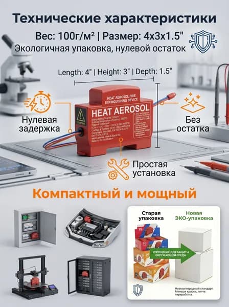 Огнетушитель аэрозольный в электрощит на DIN-рейку ORRO, автоматический самосрабатывающий, для дома и шкафа, 1-100 шт.