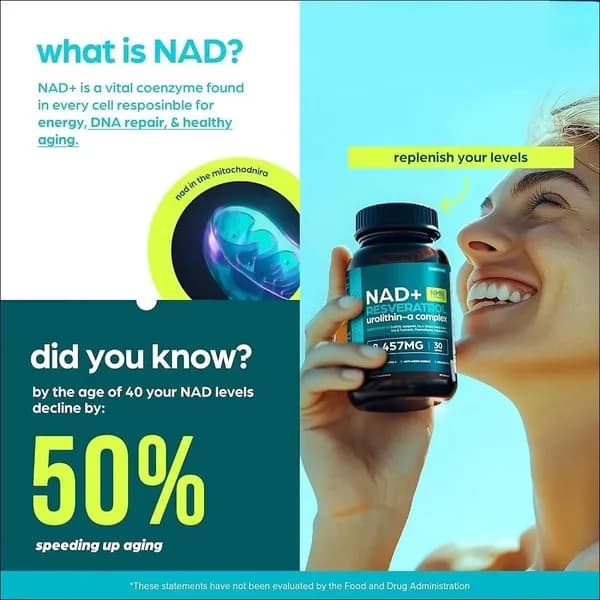 Липосомальный Комплекс NAD+ с Ресвератролом и Уролитином А для Клеточного Омоложения 30 капсул