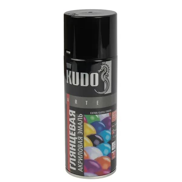 Эмаль аэрозольная акриловая Kudo черная (RAL 9005) глянцевая 0,52л