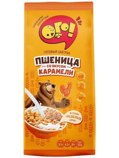 ОГО! Готовый завтрак пшеница со вкусом карамели 3шт по 150 гр