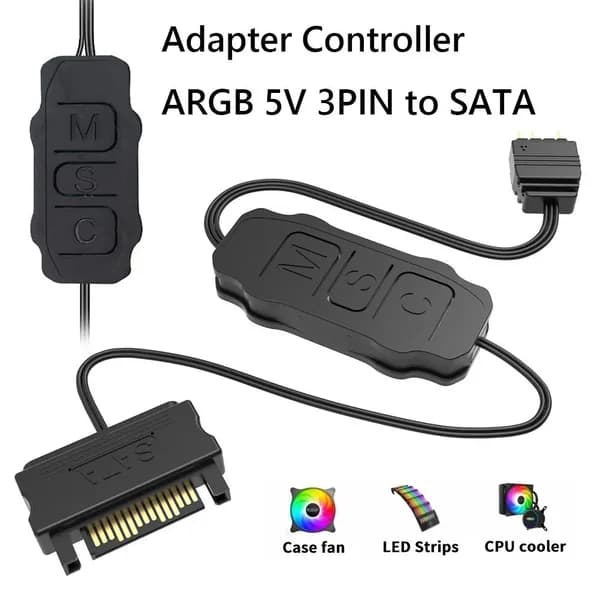 5-в-1 контроллер ARGB/RGB, мини-адаптер с кабелем синхронизации для ПК, вентиляторов и LED-лент