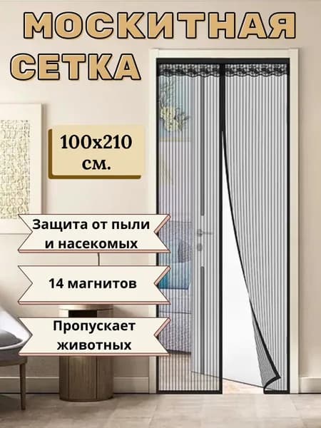 Москитная сетка на дверь на магнитах, антимоскитная сетка, шторка от мух и комаров