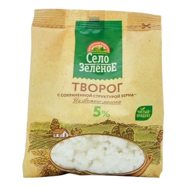 Творог зерненый Село Зеленое с сохраненной структурой зерна 5% БЗМЖ 200 г