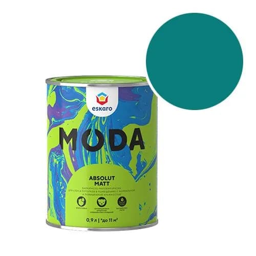 Краска моющаяся Eskaro Moda Absolut Matt RAL 5021 (Водная синь - Water blue) 0,9 л