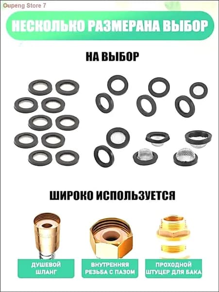Прокладка резиновая с сеткой из нержавеющей стали 304, 3/4", 10 шт.