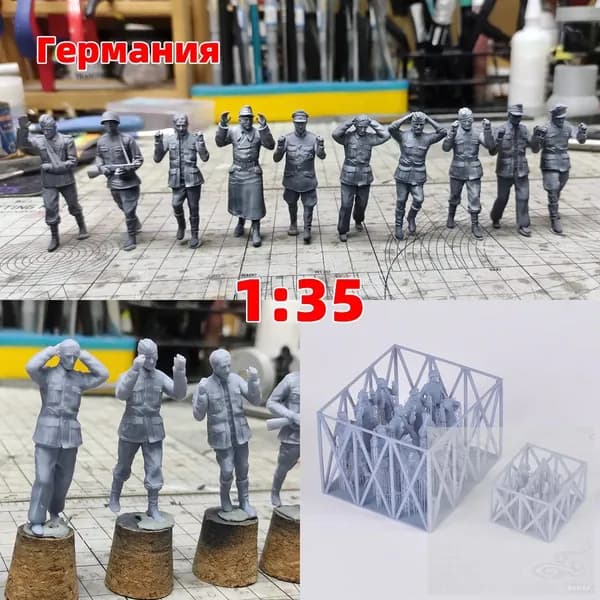 3Dпечать, фигурки солдат из смолы, немецкие модельнаборы, масштаб 135, неокрашенные, требуют самостоятельной сборки