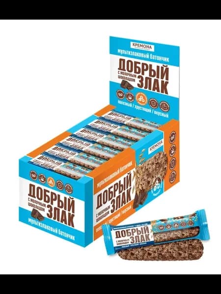 Батончик мультизлаковый с молочным шоколадом, 24 шт