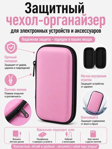 Чехол-органайзер для аксессуаров, кабелей и гаджетов, компактный защитный кейс