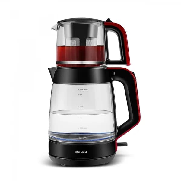 Karaca Glass Tea XL 2 in 1Стеклянный чайник красный