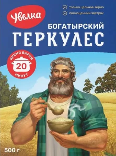 Хлопья Геркулес "УВЕЛКА" Богатыр-й 20мин.,1уп. 500г
