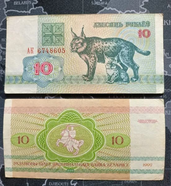 Банкнота Беларусь 10 руб Рысь Из обращения