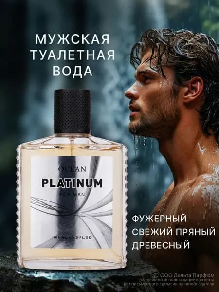 Туалетная вода мужская 100 мл. Ocean Platinum свежий пряный, древесный