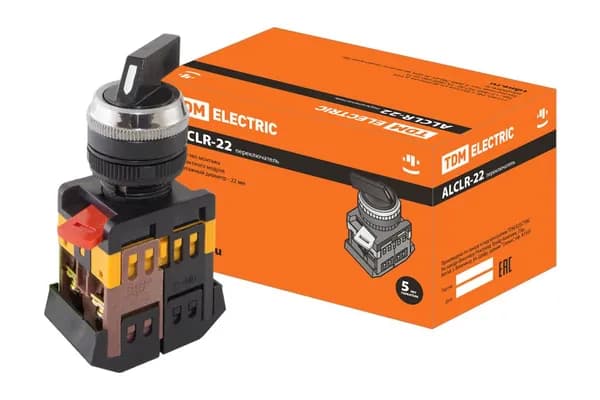 Переключатель АLСLR-22 черный на 3 фиксир.положения I-O-II 1з+1р TDM SQ0703-0006 (2 шт)