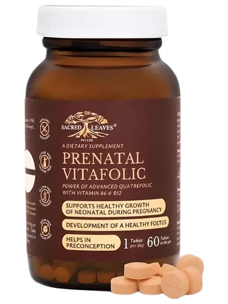Prenatal Vitafolic 60 tabs Sacred Leaves / Пренатальные витамины 60 таблеток / Добавка для здоровья женщин. Оптимальная поддержка во время беременности